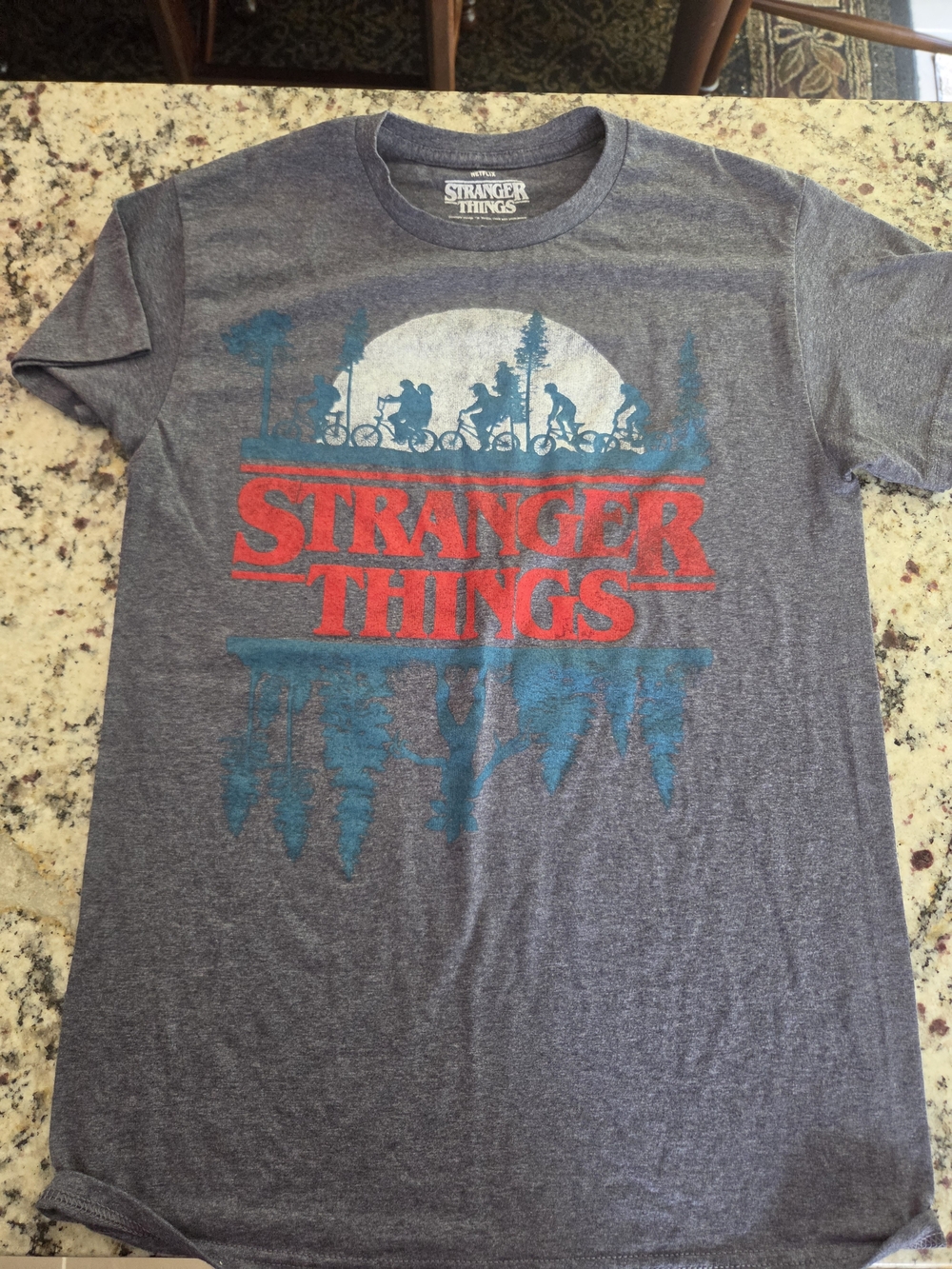 Netflix Stranger Things Gray/blue Heather Logo Tee